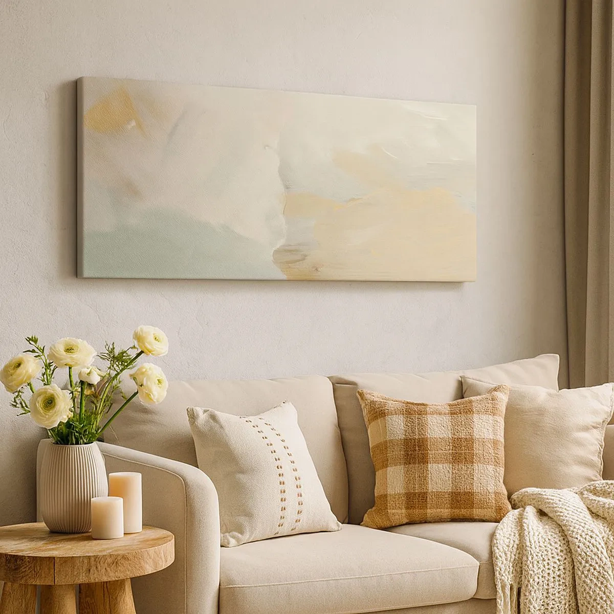 Canvastavla - Bild på duk - Abstraktion - ett land av mildhet - 100x40 cm