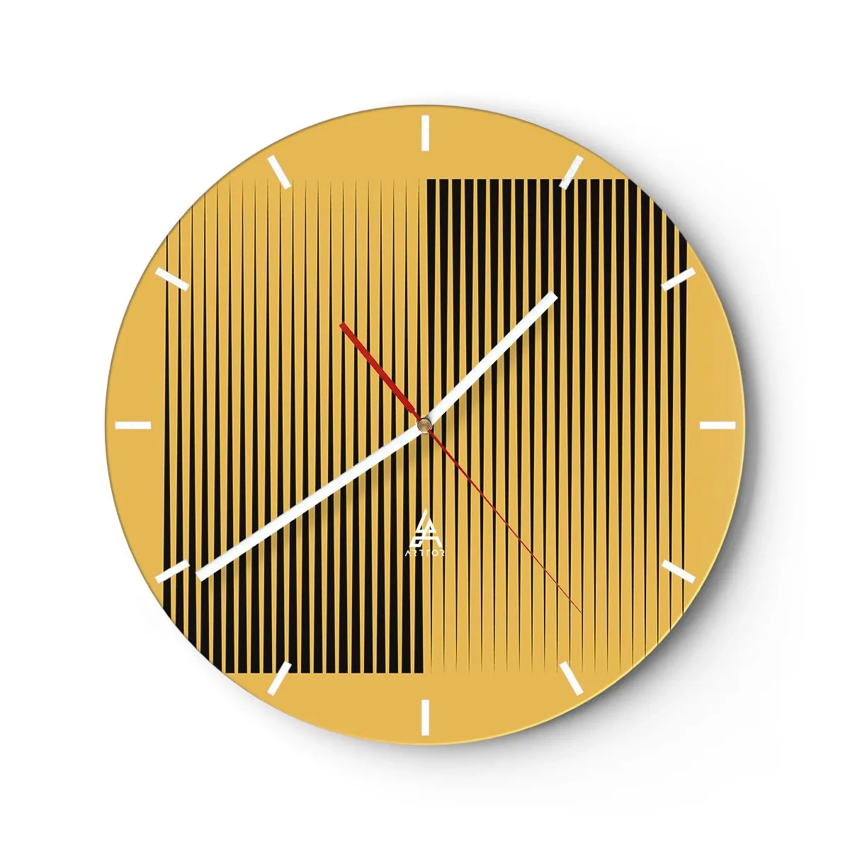 Väggklocka - Klocka på glas - Motsatsernas kvadrat - 40x40 cm