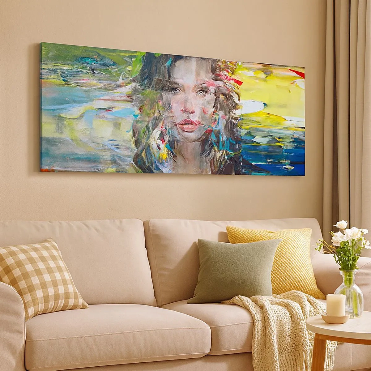 Canvastavla - Bild på duk - Bakom luftridån - 100x40 cm