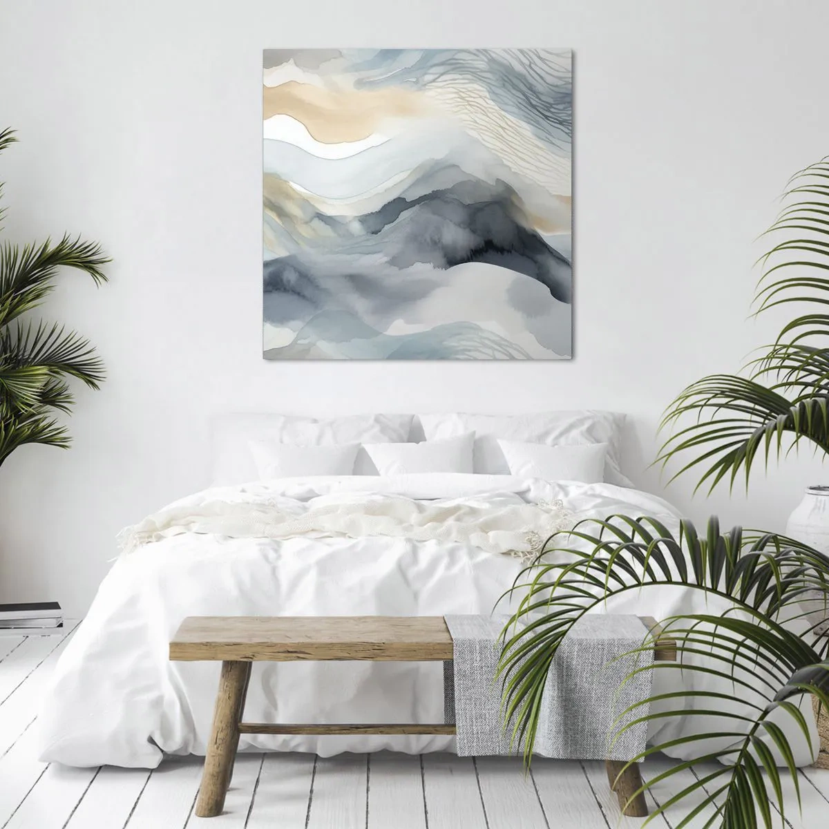 Canvastavla - Bild på duk - Snöig och dimmig abstraktion - 70x70 cm