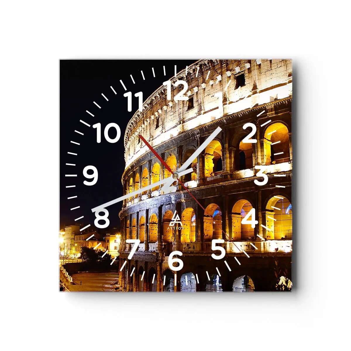 Väggklocka - Klocka på glas - Låt tävlingen börja - 40x40 cm