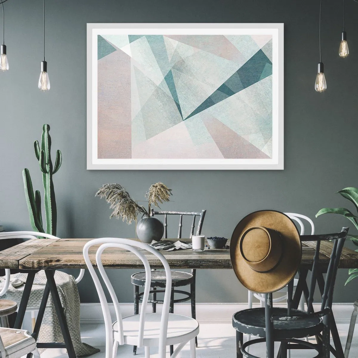 Affisch i vit ram - Lugnt trots dynamiskt - 70x50 cm