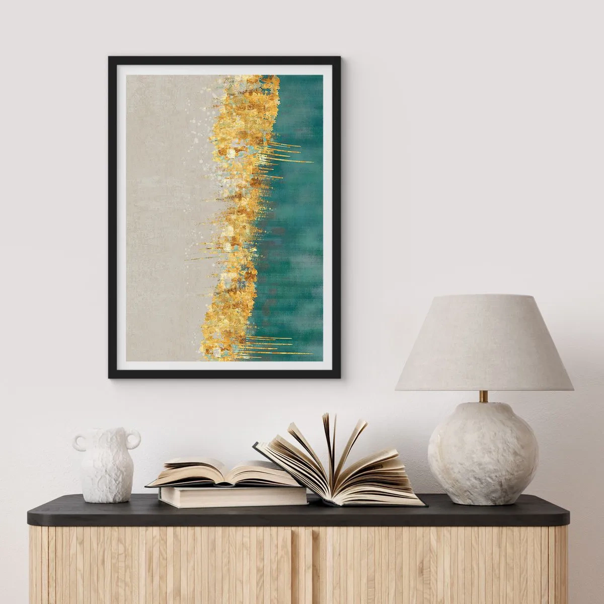 Affisch i svart ram - Den gyllene gränsen - 40x50 cm