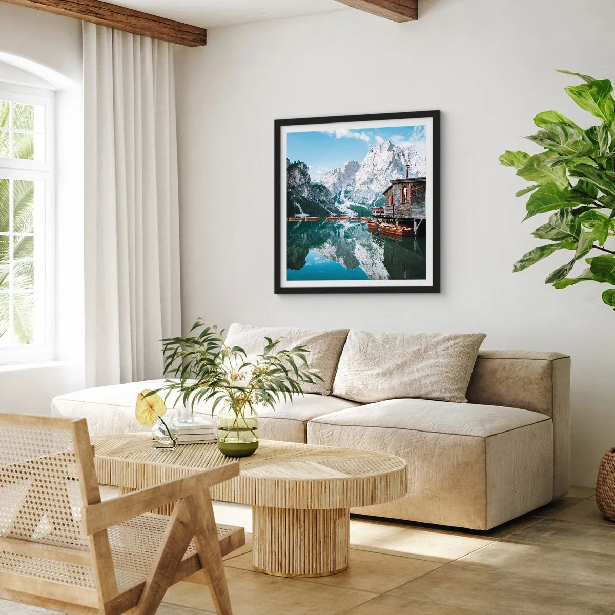 Affisch i svart ram - Kristallklar fjällmorgon - 50x50 cm