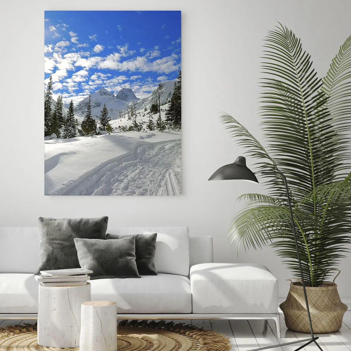 Glastavla - Bild på glas - I snön och i solen - 50x70 cm