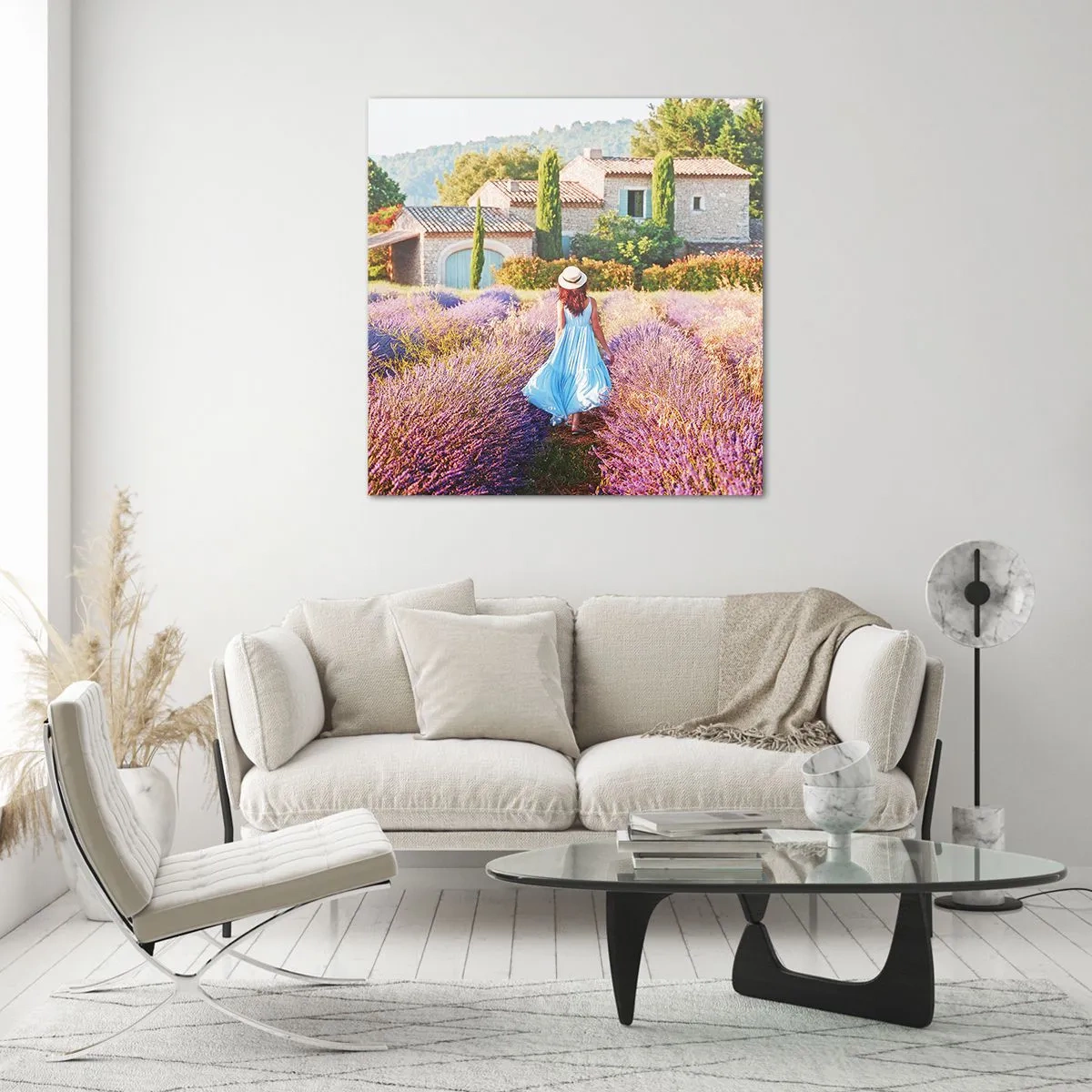Glastavla - Bild på glas - Lavendelflicka - 30x30 cm