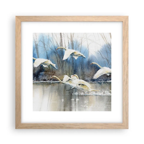 Affisch i ram av ljusek - Som i en saga om vilda svanar - 30x30 cm