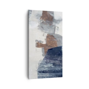 Canvastavla - Bild på duk - Blåbruna former - 55x100 cm