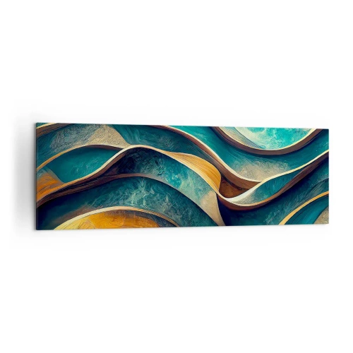 Canvastavla - Bild på duk - Meandrar av blått - 160x50 cm
