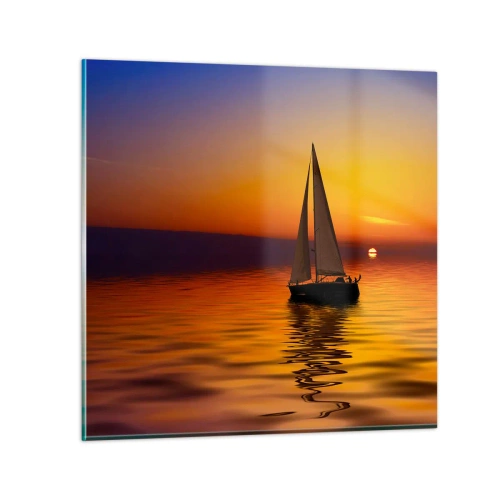 Glastavla - Bild på glas - Så tyst i skymningen... - 70x70 cm