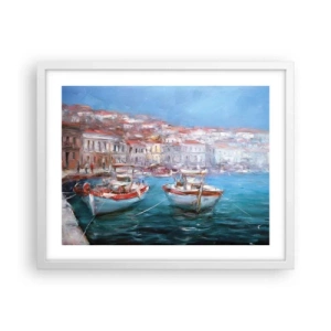 Affisch i vit ram - Italiensk vik - 50x40 cm