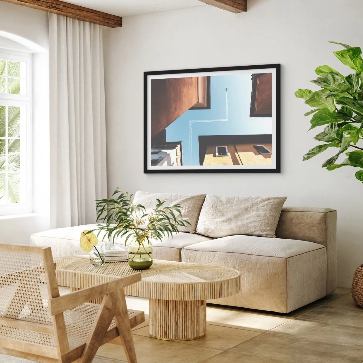 Affisch i svart ram - Ovanför stadens labyrint - 100x70 cm