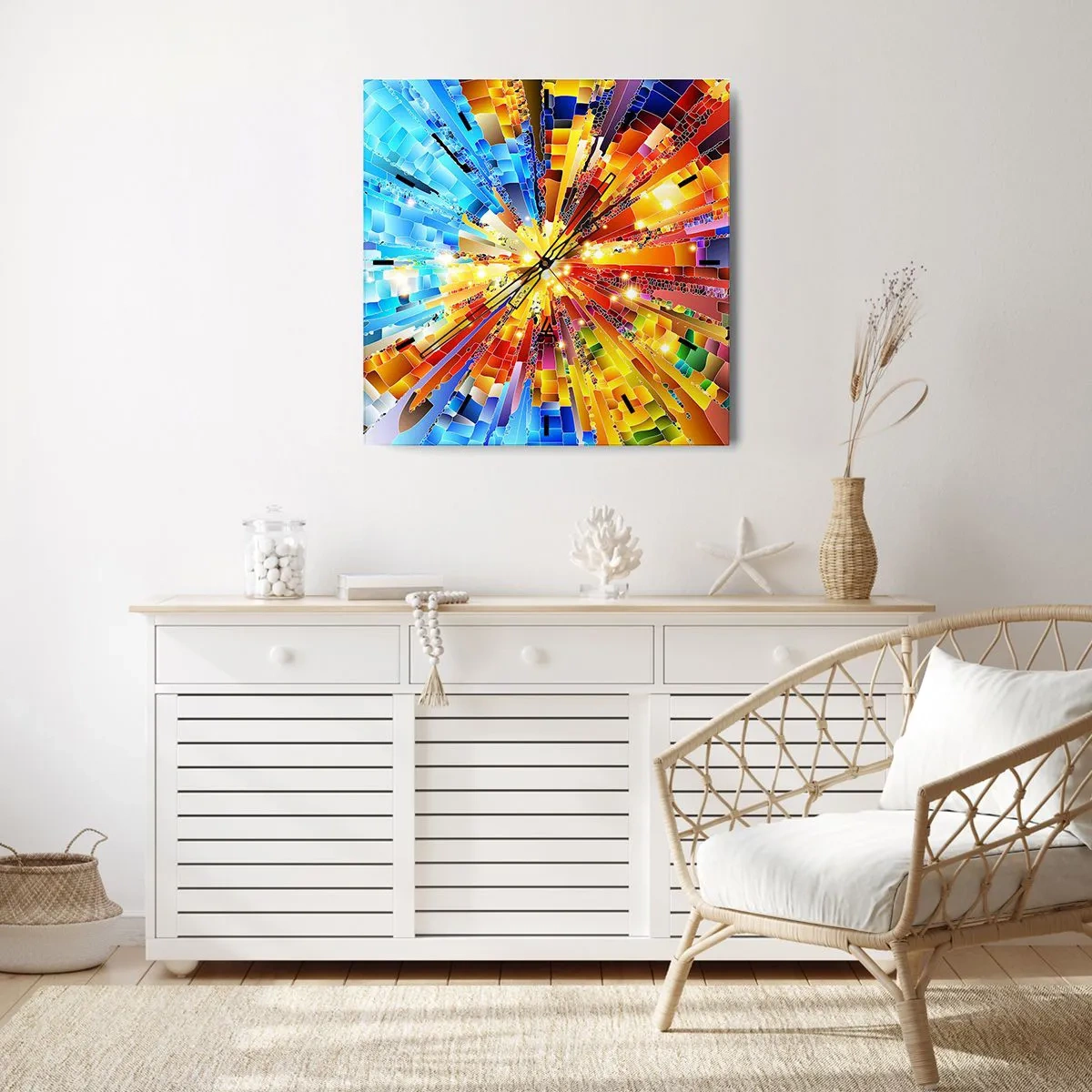 Väggklocka - Klocka på glas - In medias res - 40x40 cm
