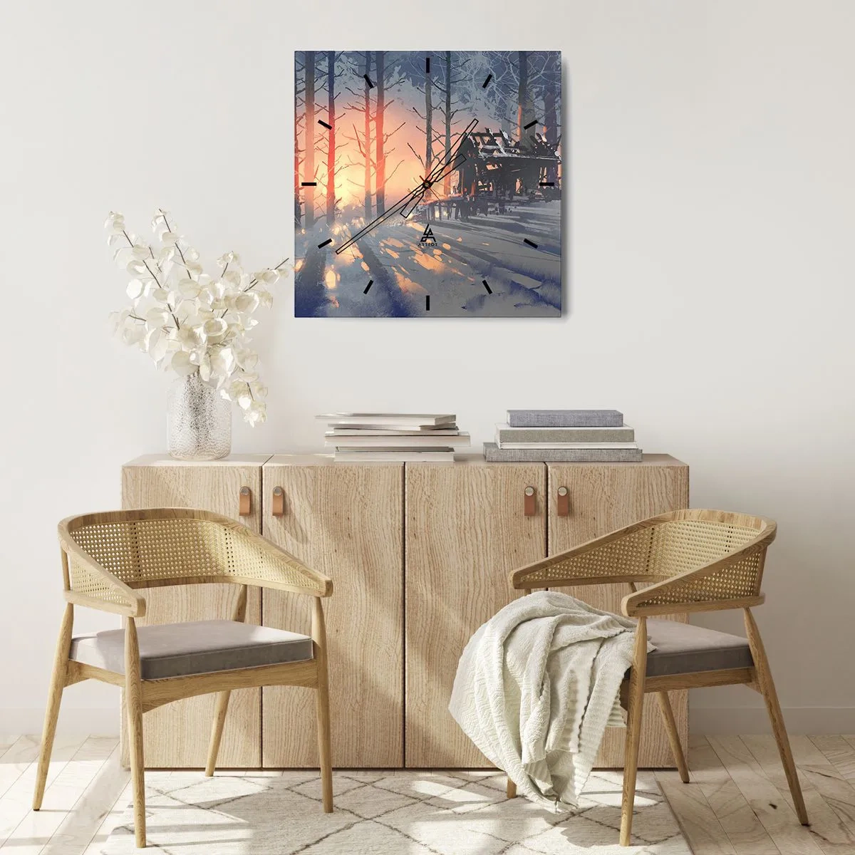 Väggklocka - Klocka på glas - det är bara solen som tittar in här - 30x30 cm