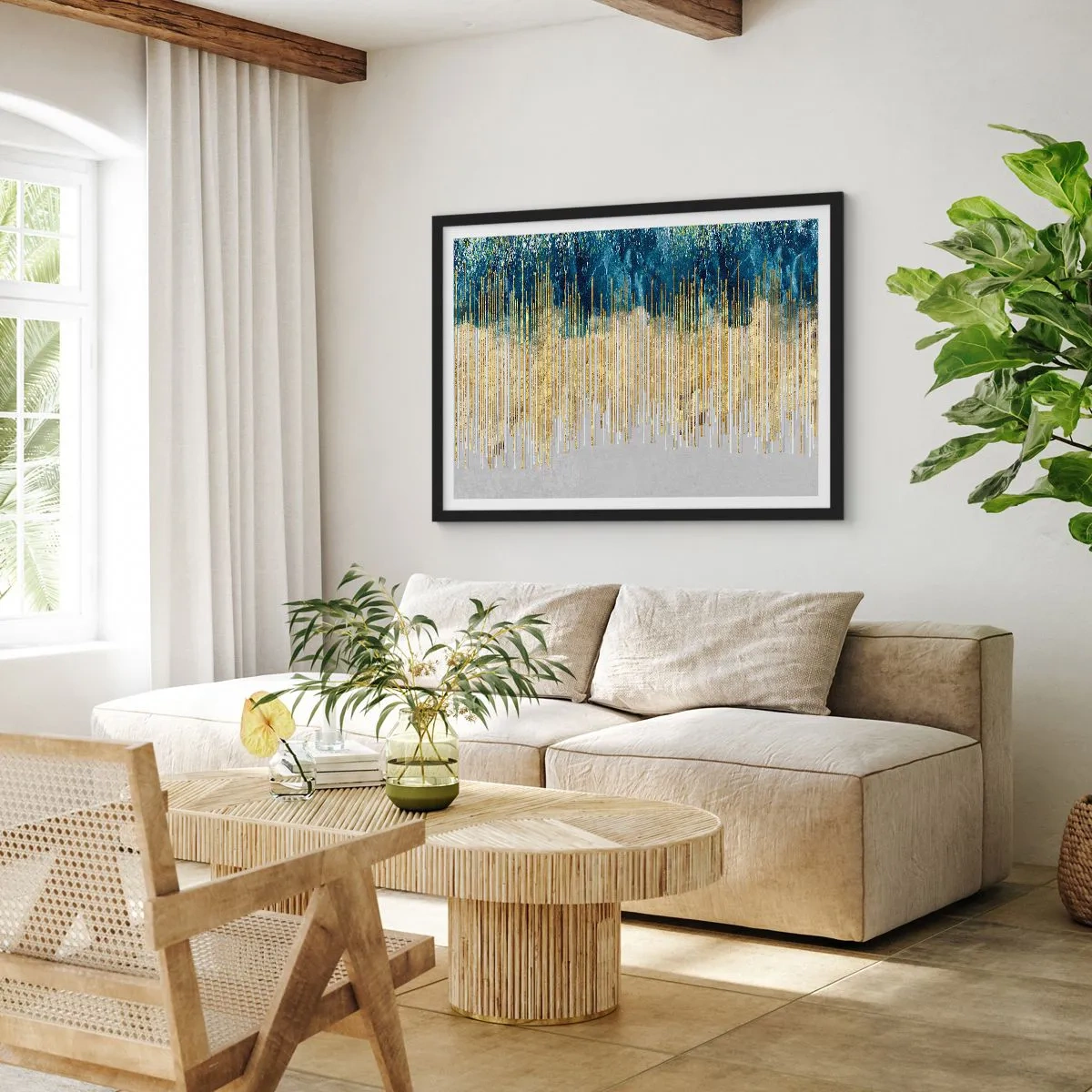 Affisch i svart ram - Förgylld gräns - 100x70 cm