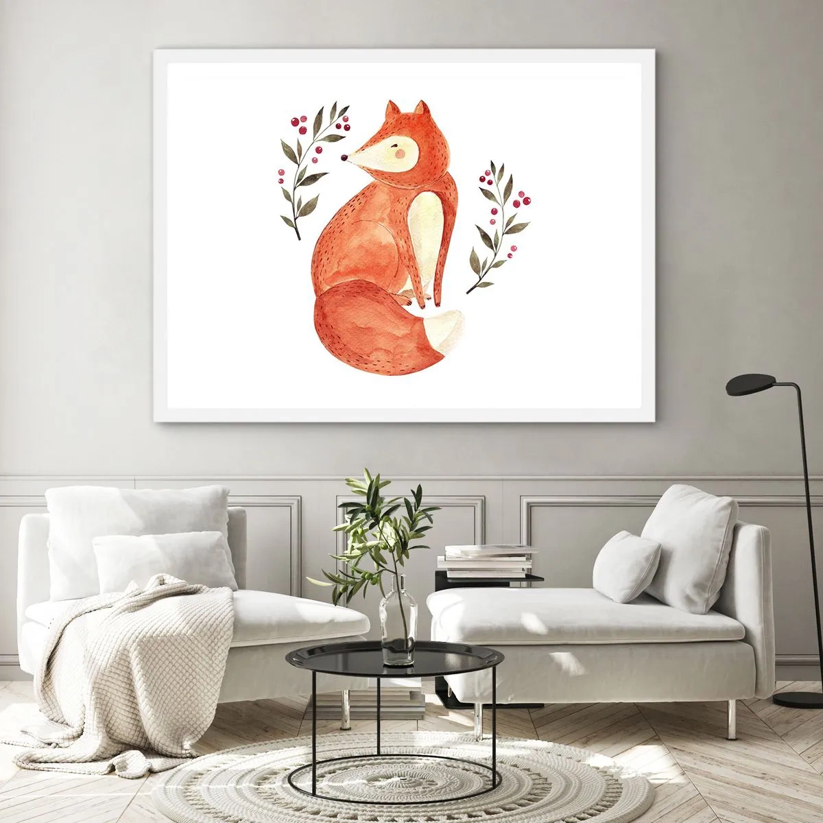 Affisch i vit ram - Liten rödhårig - 100x70 cm