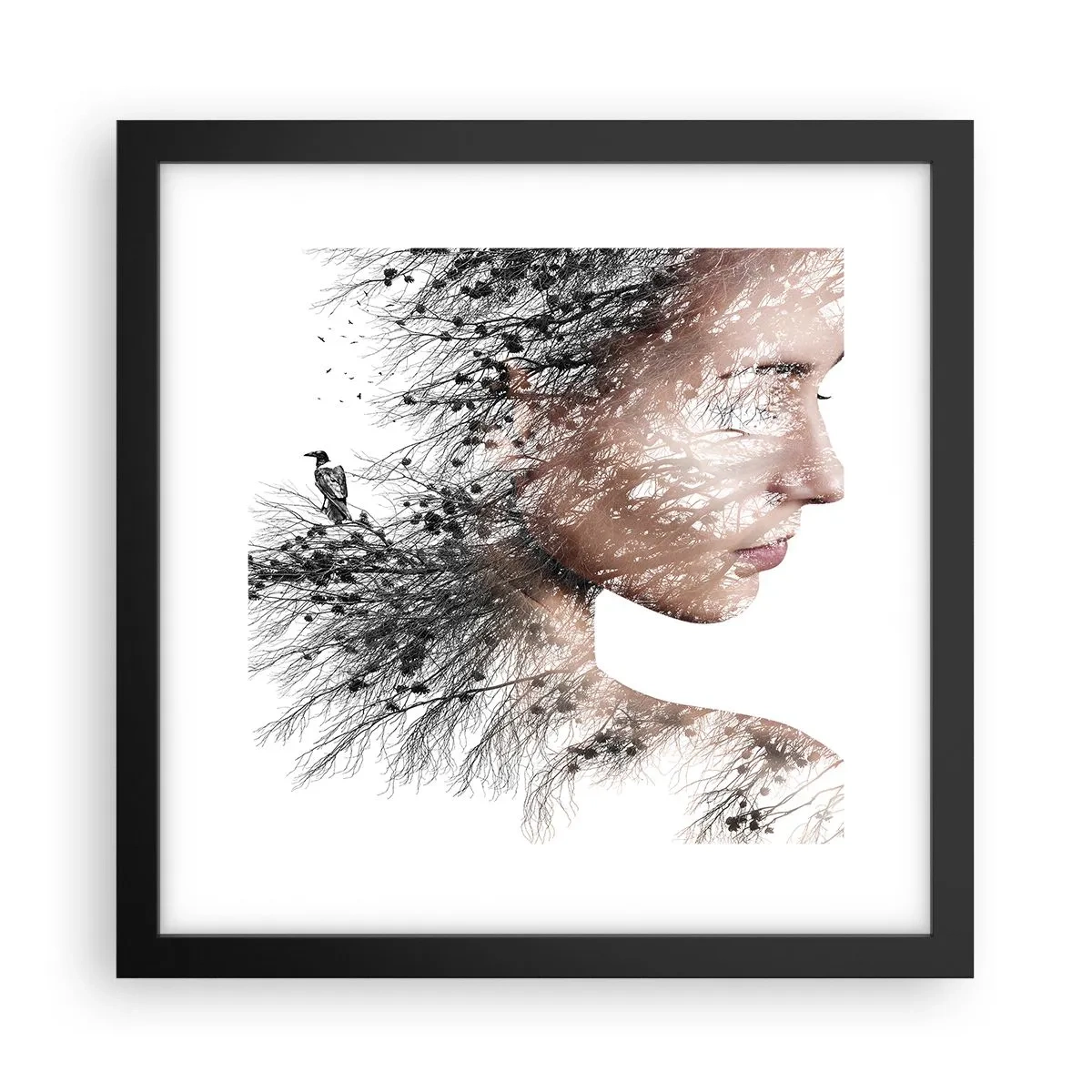 Affisch i svart ram - Skogens ande - 30x30 cm
