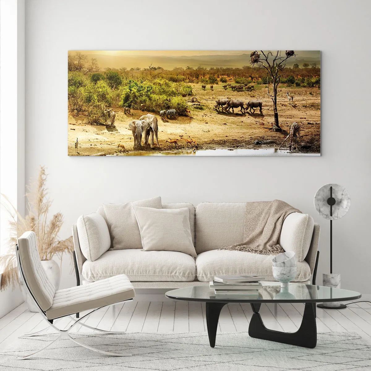 Glastavla - Bild på glas - "Det mynnade en flod från Eden…" - 100x40 cm
