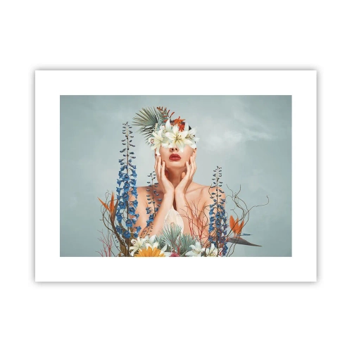 Affisch - Kvinna - blomma - 40x30 cm