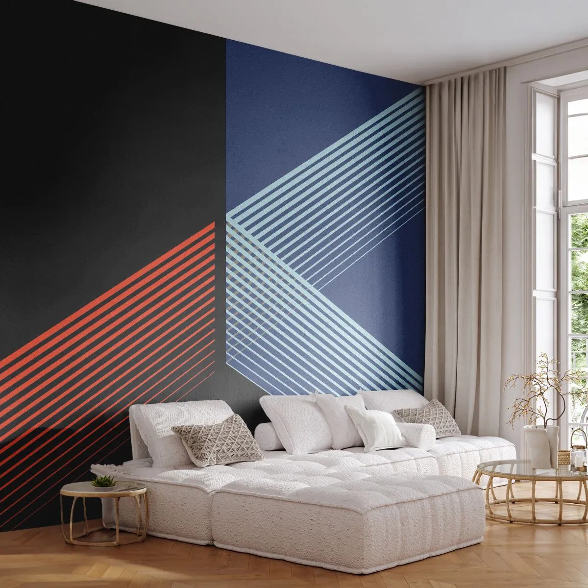 Självhäftande Fototapet Deluxe Sticker - Enkel historia - Abstraktion, Bit, Linjekonst - 250x175 cm
