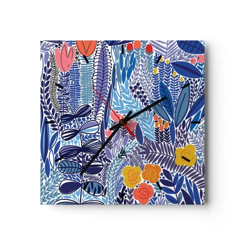 Väggklocka - Klocka på glas - Hawaii-trädgård - 30x30 cm