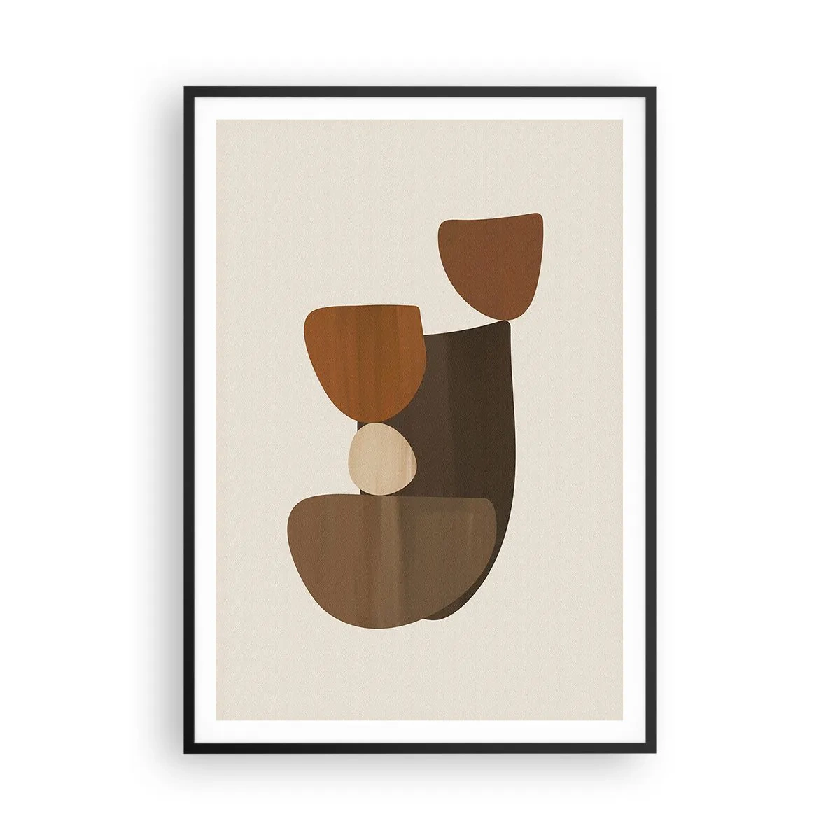 Affisch i svart ram - Komposition i brun - 70x100 cm