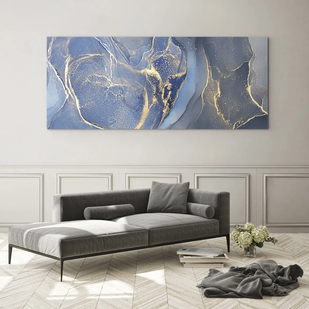 Glastavla - Bild på glas - Gulddamm - 100x40 cm