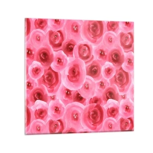 Glastavla - Bild på glas - Rosor upe och nere - 60x60 cm