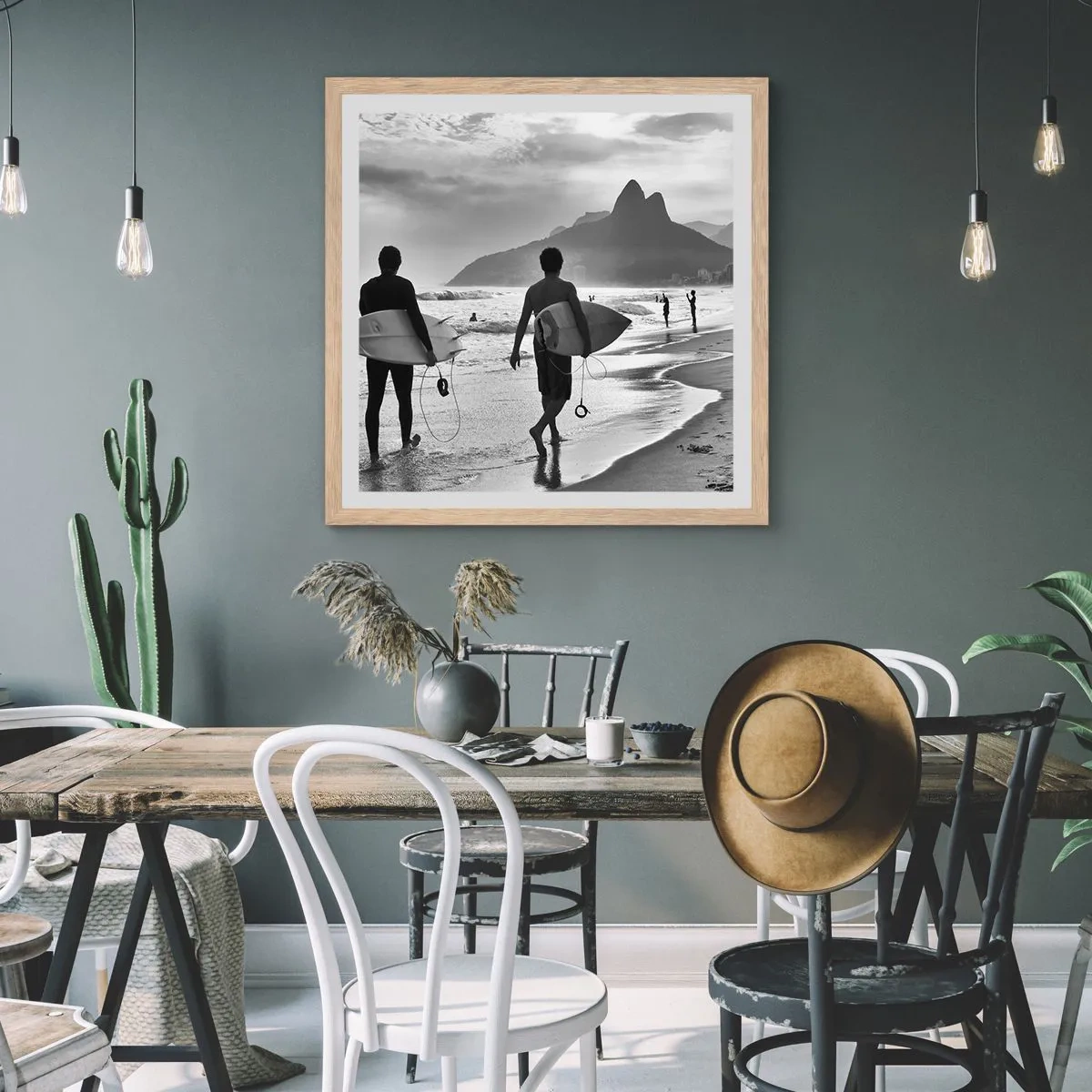 Affisch i ram av ljusek - Samba för en våg - 60x60 cm