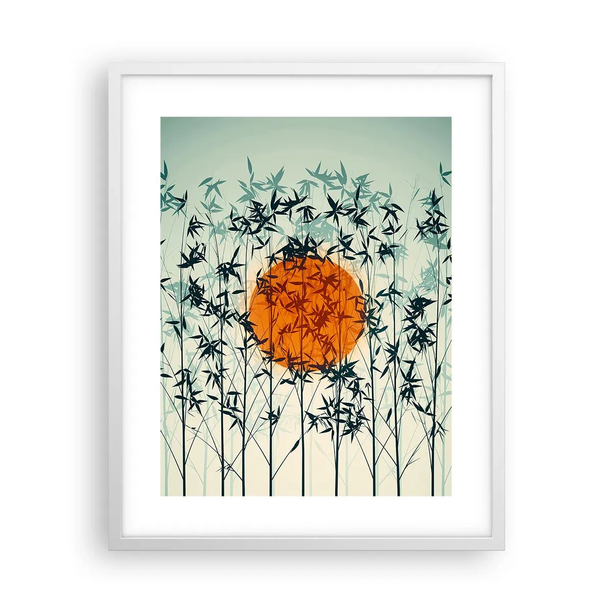 Affisch i vit ram - Japansk sol - 40x50 cm