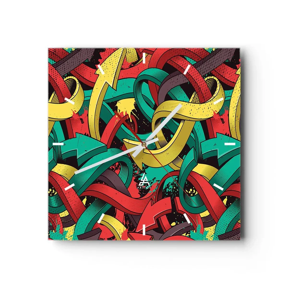 Väggklocka - Klocka på glas - Vilken väg till målet? - 30x30 cm