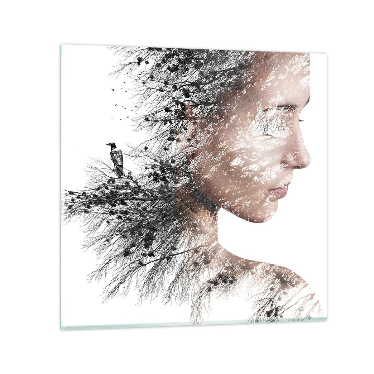 Glastavla - Bild på glas - Skogens ande - 70x70 cm