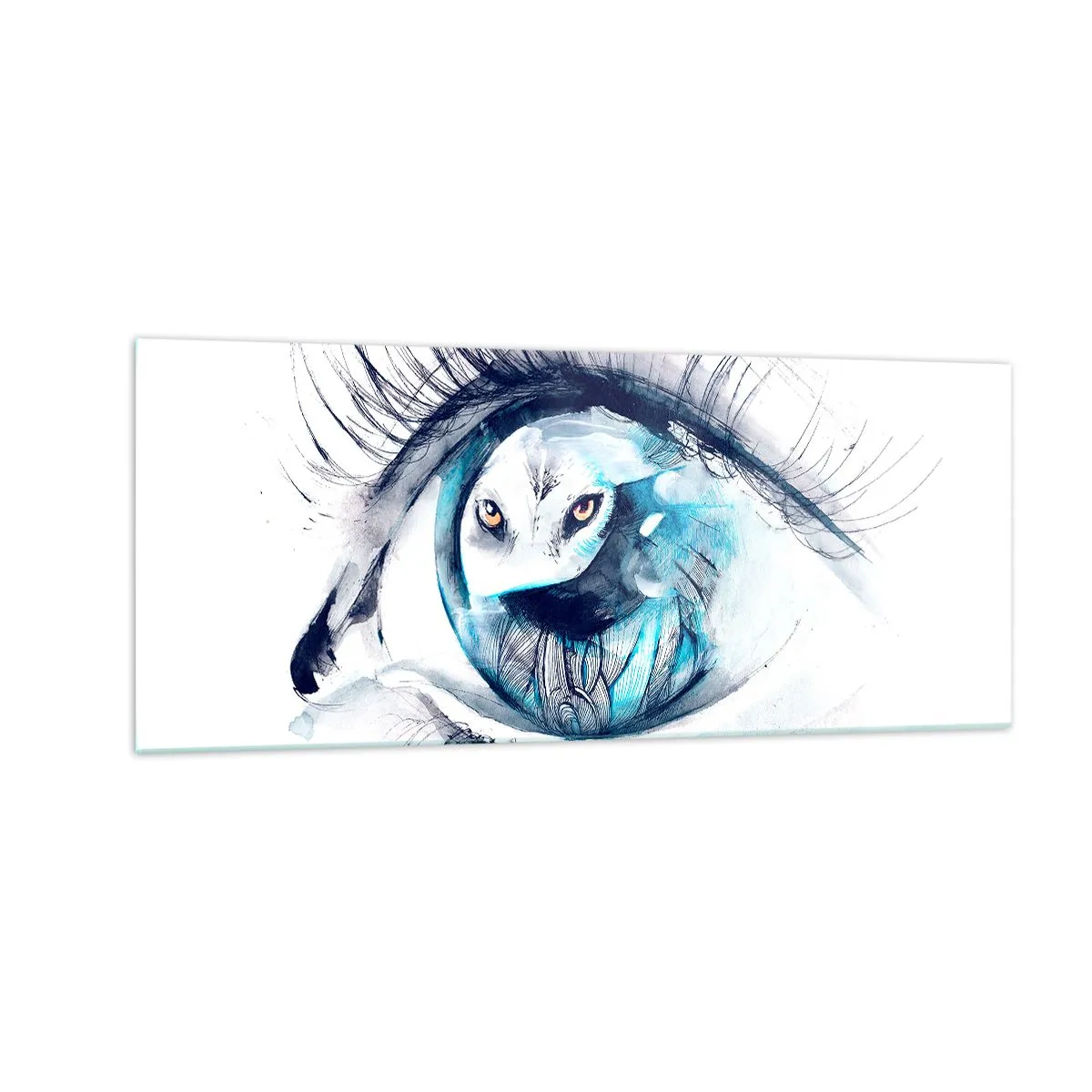 Glastavla - Bild på glas - Öga mot öga med det vilda - 100x40 cm
