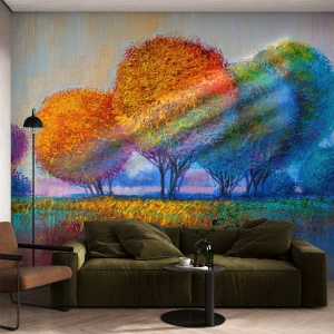 Fototapet Standard Eco - Glad färgbukett - Abstraktion, Landskap, Träd - 400x280 cm