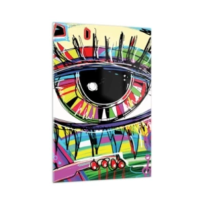 Glastavla - Bild på glas - Färgglatt öga - färgglad själ - 70x100 cm