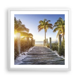 Affisch i vit ram - Raka vägen till paradiset - 50x50 cm