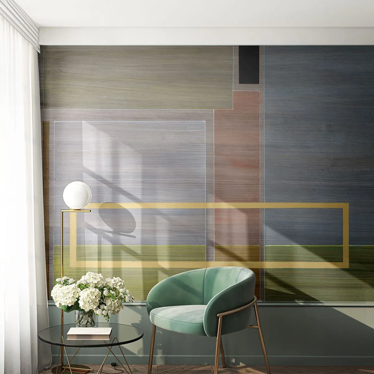 Fototapet Premium Sand - Rakt och lugnt - Abstraktion, Modern konst, Rektanglar - 100x70 cm