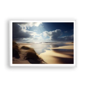Affisch i vit ram - Strand, vild strand - 100x70 cm