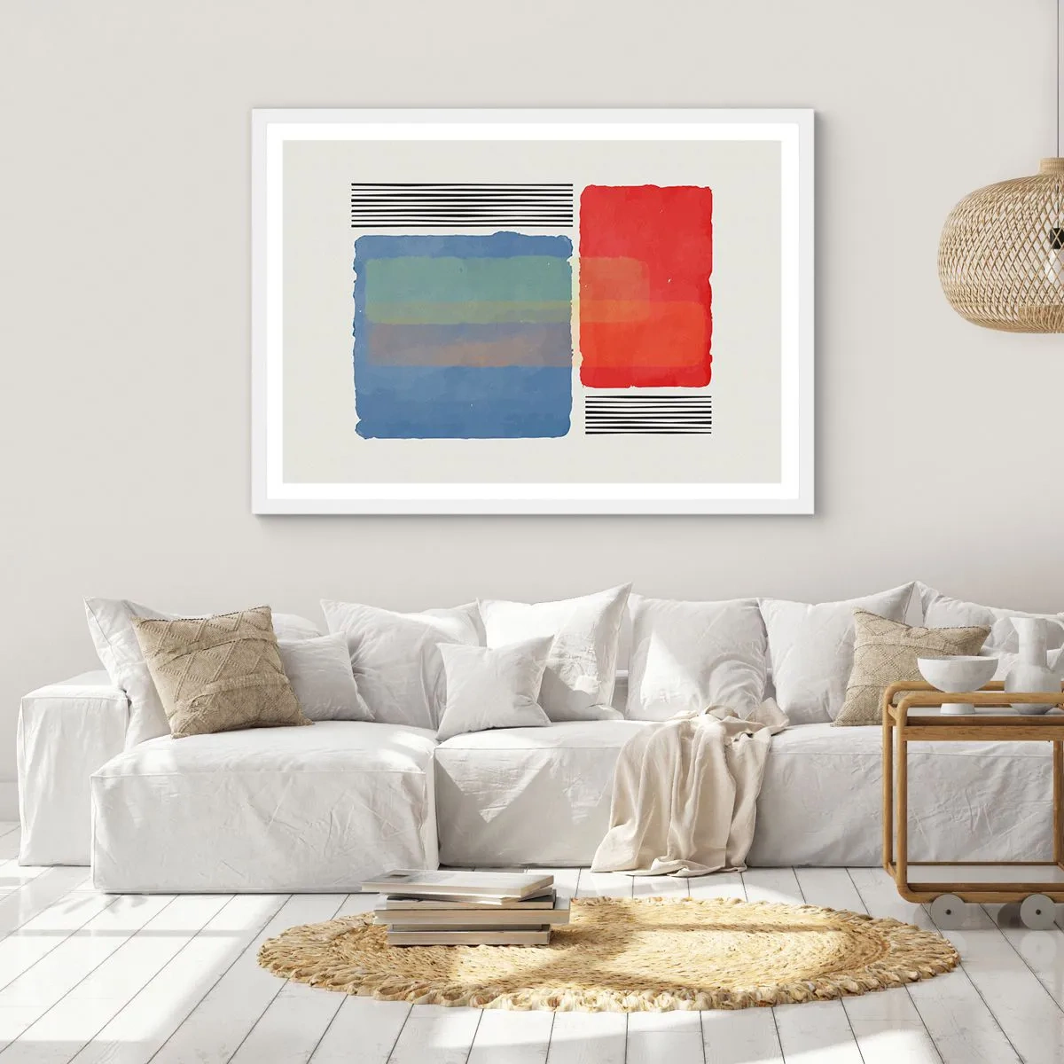 Affisch i vit ram - Geometrins anda  - 100x70 cm