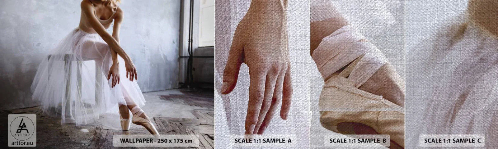 Provbit av fototapet Premium Canvas - Innan rampljuset tänds - Ballerina, Balett, Dansa - 100x30 cm