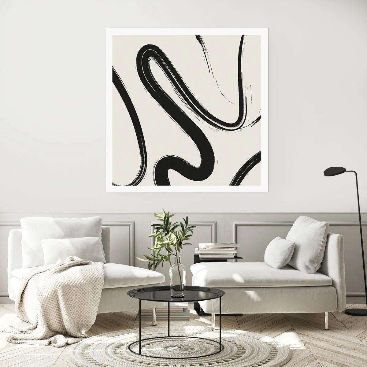 Affisch - Svart och vit elegans - 40x40 cm
