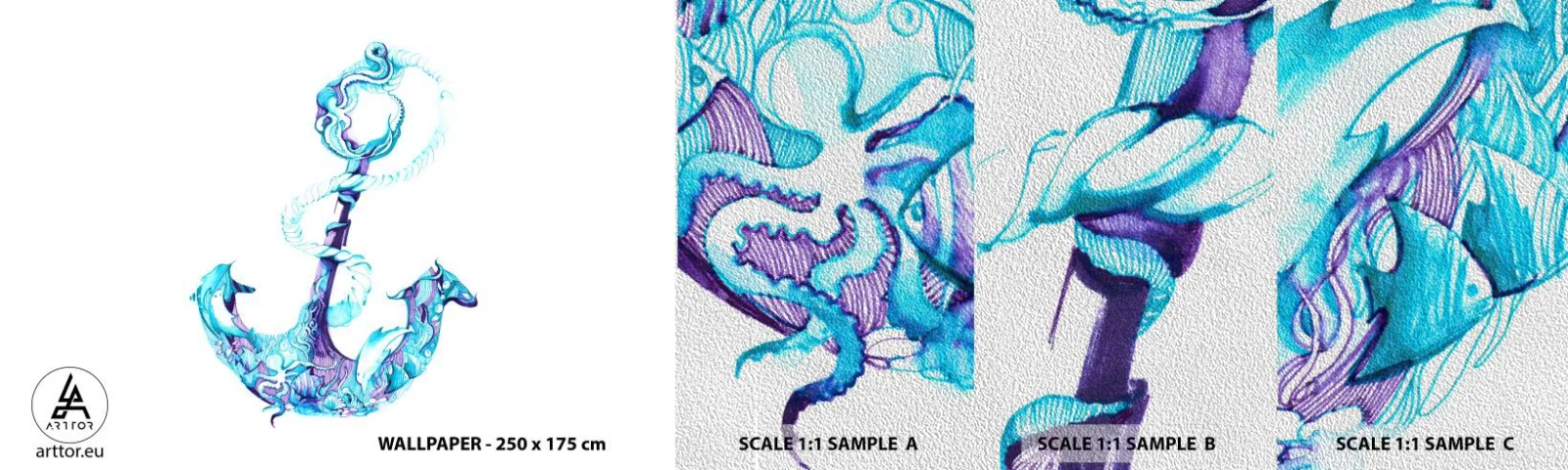 Provbit av fototapet Premium Sand - Håller havets hemligheter - Abstraktion, Ankare, Hav - 100x30 cm