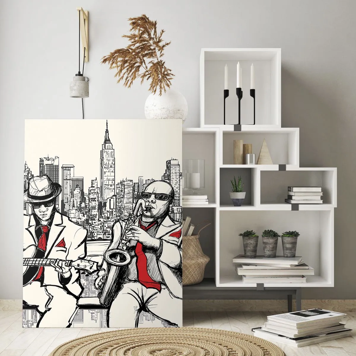 Glastavla - Bild på glas - New Yorks improvisation - 50x70 cm
