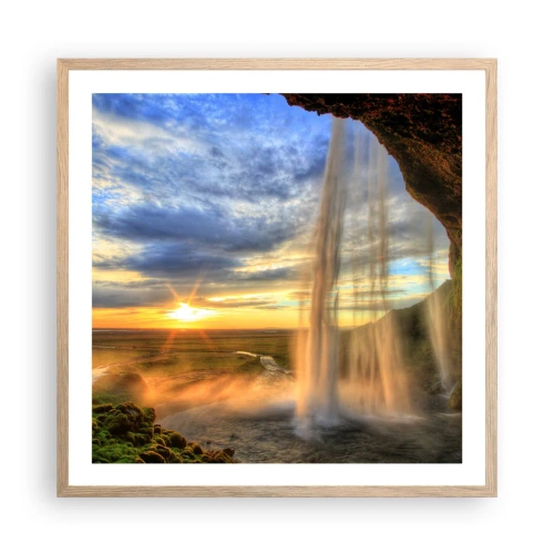 Affisch i ram av ljusek - Världen bakom ridå av droppar - 60x60 cm