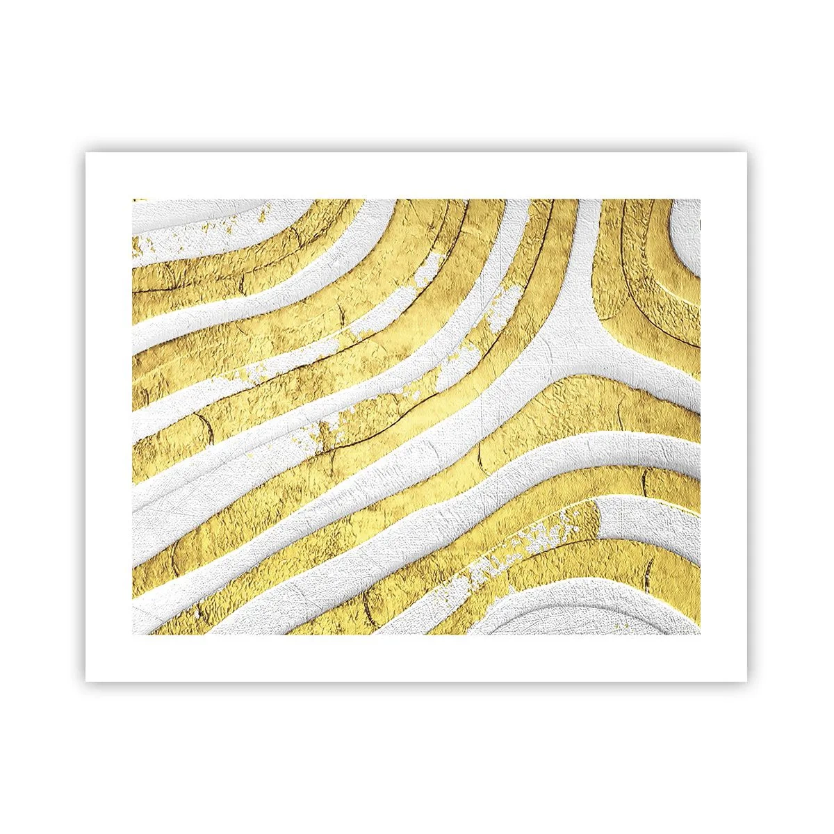 Affisch - Komposition i vitt och guld - 50x40 cm
