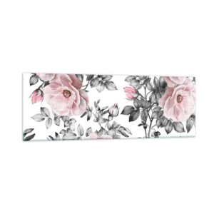 Glastavla - Bild på glas - Tappa sig i rosblommorna - 90x30 cm