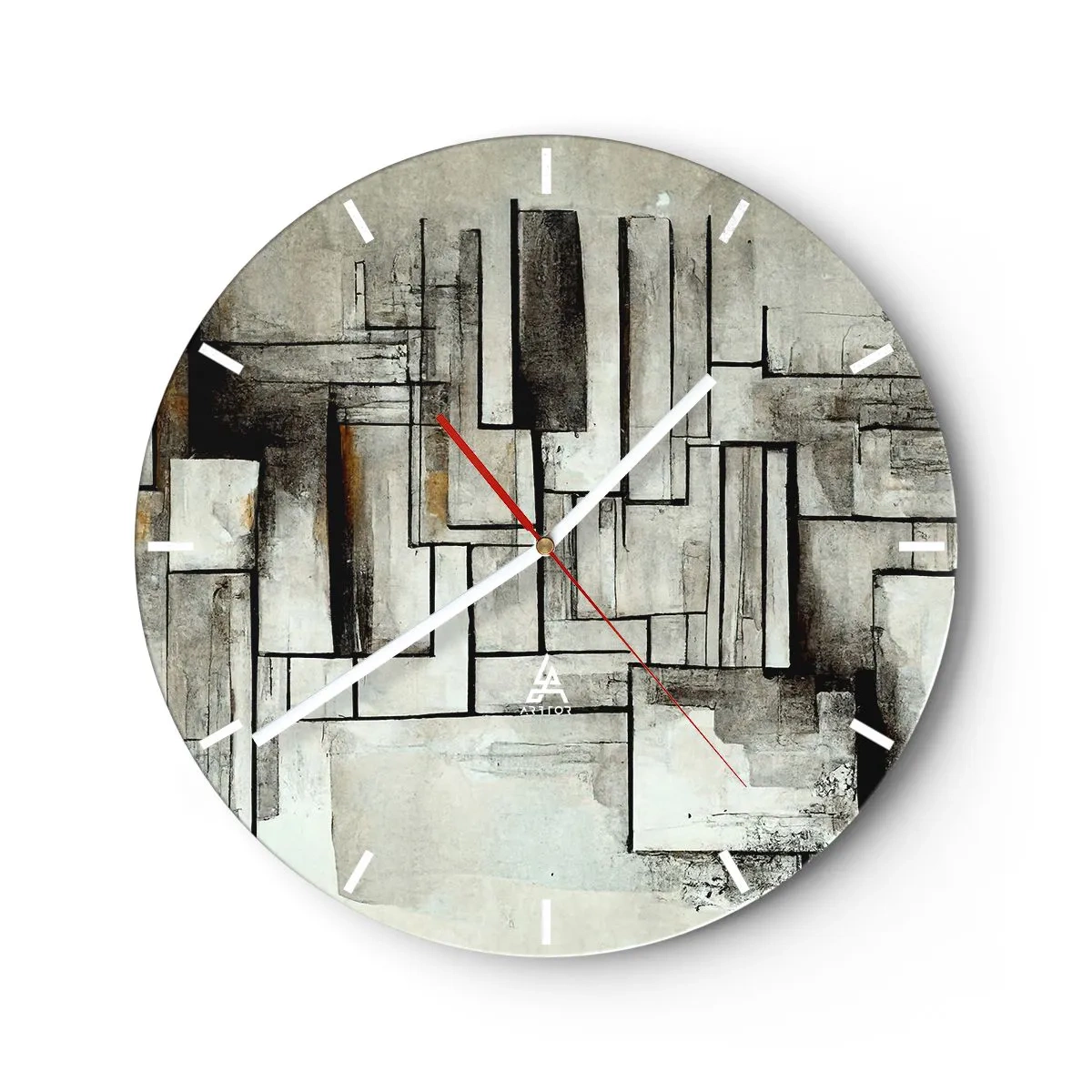 Väggklocka - Klocka på glas - Kraften i enkelhet - 40x40 cm