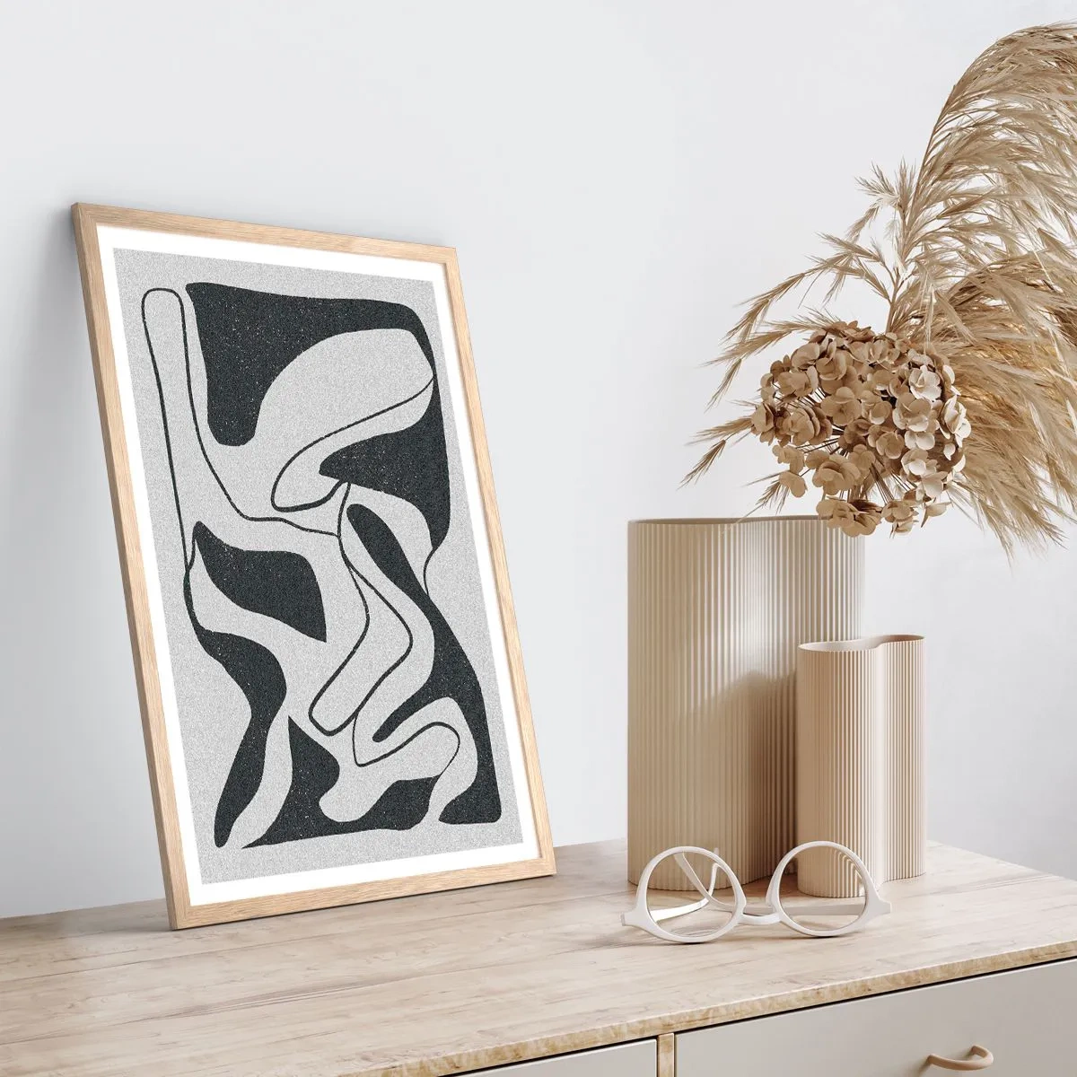 Affisch i ram av ljusek - Abstrakt lek i en labyrint - 70x100 cm