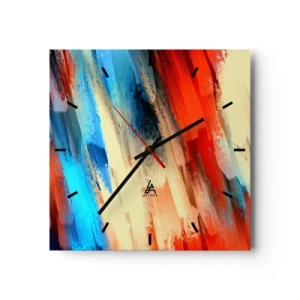 Väggklocka - Klocka på glas - Färgkaskad - 30x30 cm