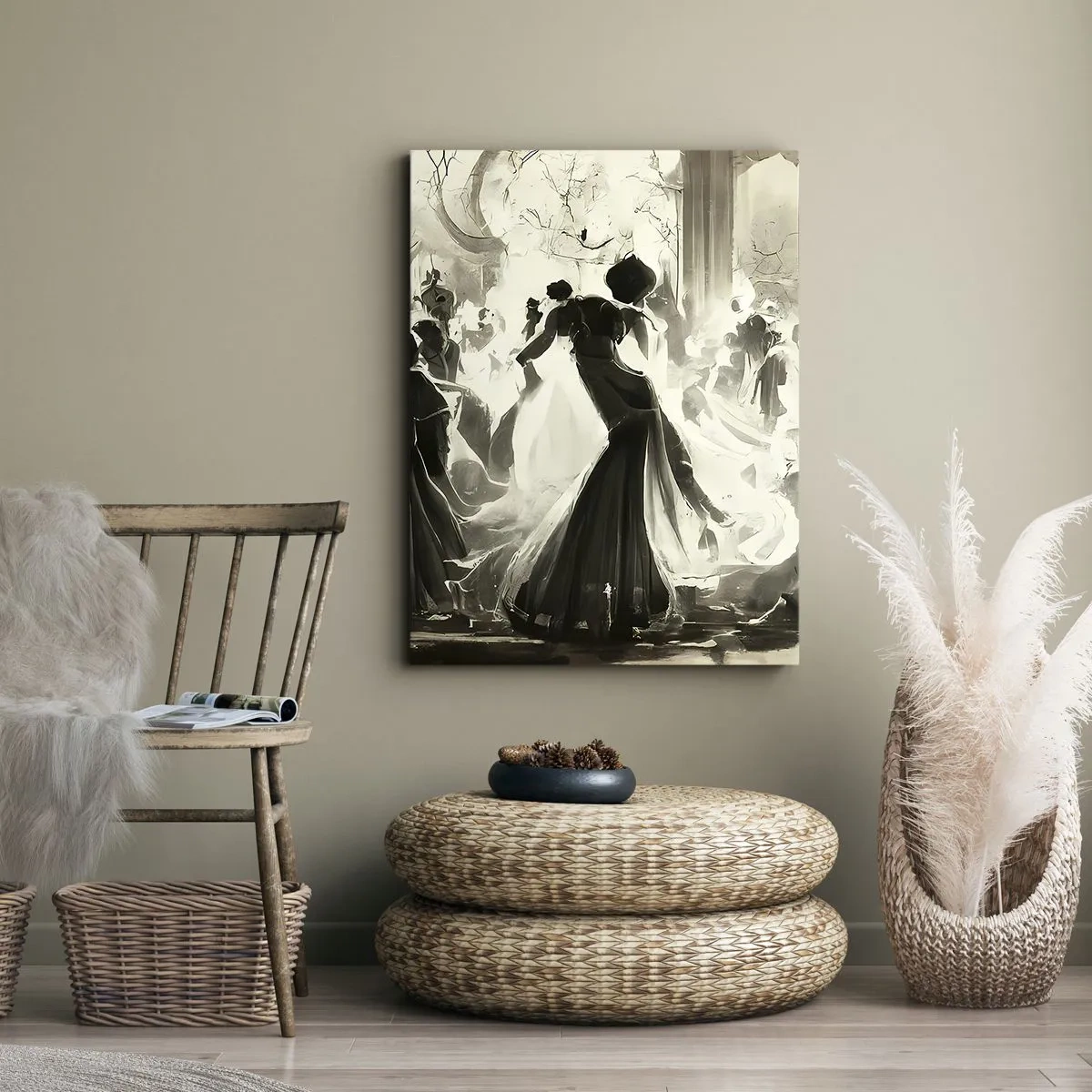 Canvastavla - Bild på duk - Stor maskerad - 55x100 cm